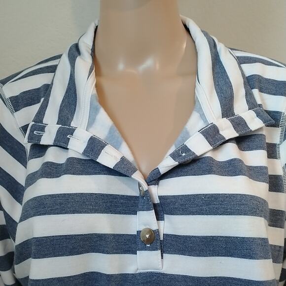 Croft & Barrow White/Blue/Grey Striped Pullover Sweater - Picture 4 of 6